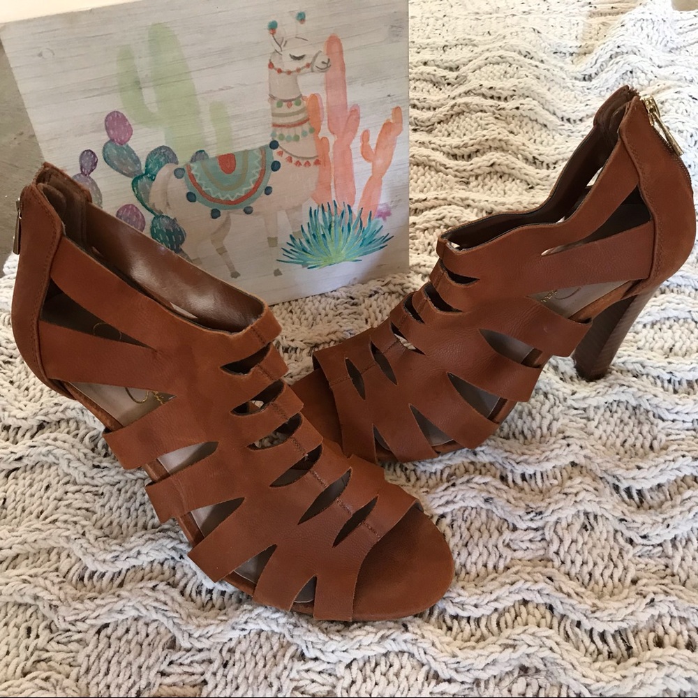 Jessica Simpson Tan Open Toe Heels